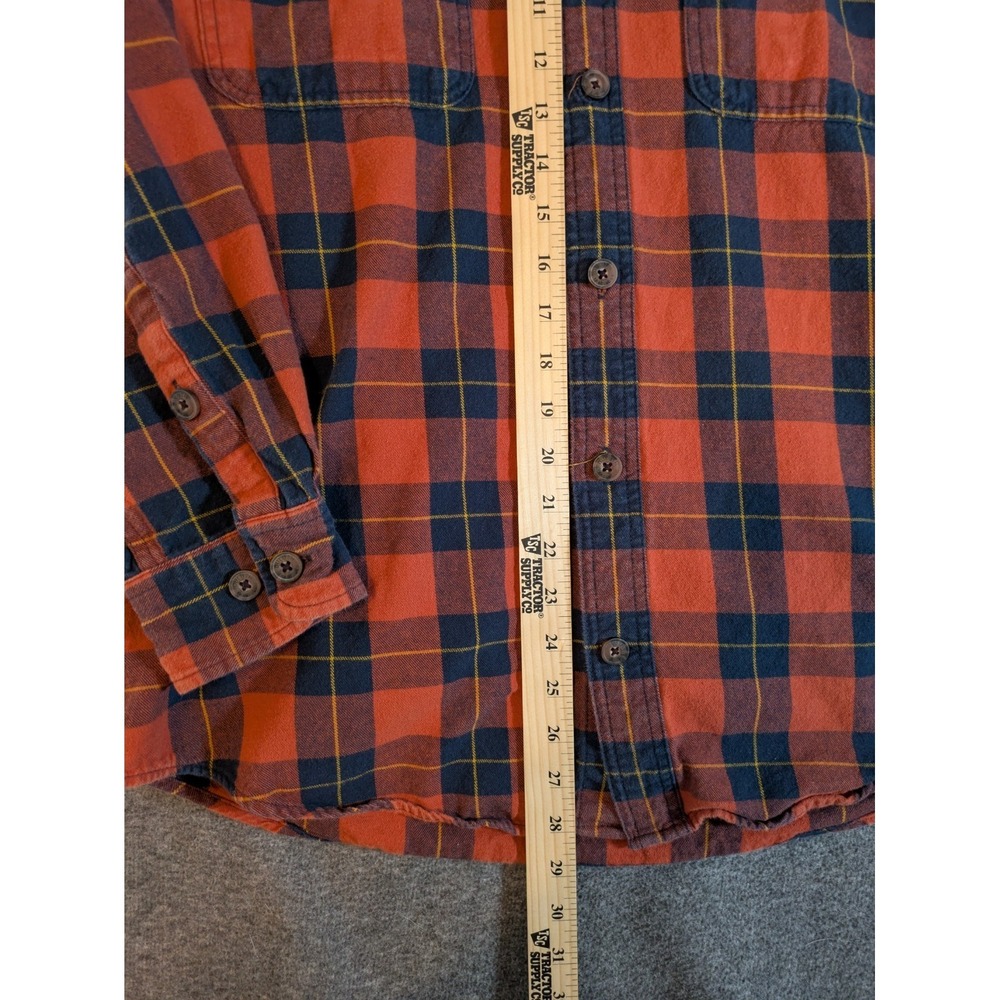 Duluth‎ Trading Shirt Men's Med Orange Plaid Button Up Long Sleeve Soft Flannel - Picture 2 of 10